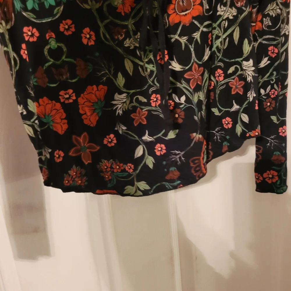 Free People Floral Black Long Sleeve Women's Top Size Large - Picture 4 of 10